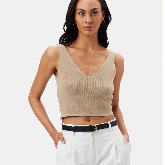 NWT knit cashmere crop in light oatmeal size Small Amour Vert - Picture 1 of 6
